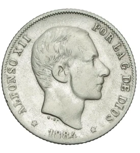 SC. Spain-Alfonso XII. 20 centavos 1884 Manila. MBC/VF. Plata 5 g. ESCASA - Imagen 1 de 2