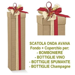 SET N.10 SCATOLA ONDA AVANA Cm.10x10x35H per BOMBONIERA OLIO VINO CHAMPAGNE F+C - Imagen 1 de 1