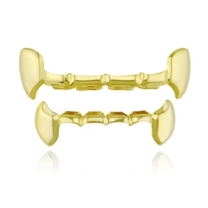 Parte superior e inferior chapada en oro/plateado con molde Grillz colmillos de vampiro parrilla dental dientes 14K - Imagen 1 de 11