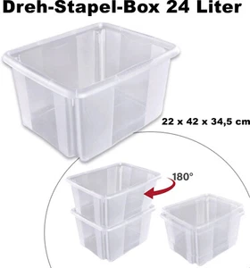 Drehstapel Box 24 L Liter transparent klar 22 x 42 x 34,5 cm Aufbewahrungs - Bild 1 von 1