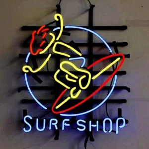 US Stock Surf Shop Surfer Luz de Neón Abierta Letrero Lámpara Barra Decoración de Pared DF 20"x16" - Imagen 1 de 1