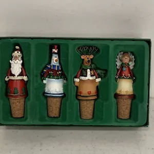 Boston Warehouse Wine Cork Snowman Topper Bottle Stoppers Holiday Set 4 - Picture 1 of 3