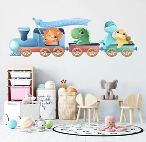 3D Dinosaur Blue Train 365NA Animal Wallpaper Mural Poster Wall Stickers Decal - Picture 1 of 5