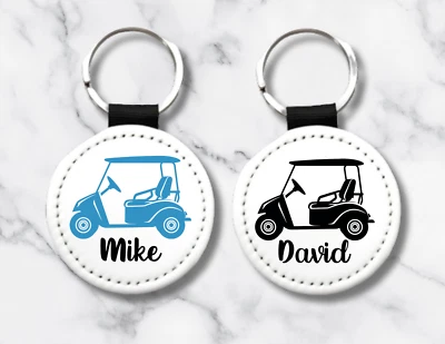 KWL CREATIONS Custom Name Golf Cart Key Chain, Golf Lovers Gift, Golf Gifts for Men and Women
