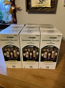 Lot Of 9 Gemmy LED Lightshow Diamond Sparkle Christmas Lights C9 White 10 Ct Box - Picture 1 of 5
