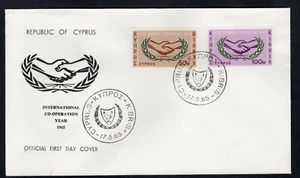 STAMPS CYPRUS-Cooperation Year, set of 2 on FDC ,special cancel, ,1965 -# - Picture 1 of 1