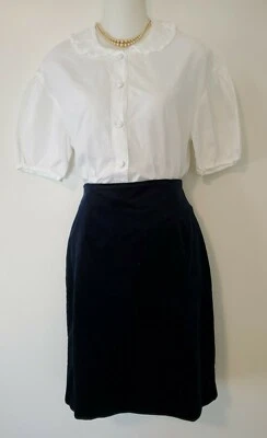 Falda Eduardiana De Colección Laura Ashley Azul Corto Cintura Alta Lápiz Talla 12 Foto 1 de 4