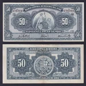 Billete Perú 50 Soles De Oro 1959 P.-78A SPL/XF - Imagen 1 de 1