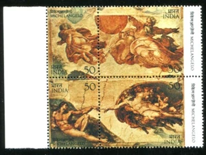 India 1975 Sc 662-665 Michelangelo Buonarroti se-tenant 4 MNH - Picture 1 of 2