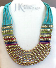 Charming Charlie Gold Tone Multi Strand Multi Color Beaded Necklace