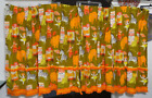 Vintage MCM Circus Fabric Orange Yellow Accents Curtains 4 Panels 23' x 48' each