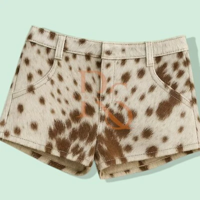 Shorts femininos de couro bovino genuíno – Slim Fit – Western Country Look curto - Imagem 1 de 2