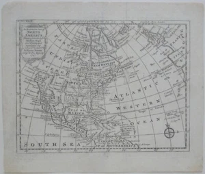 Original 1747 Bowen Map NORTH AMERICA Quivira Strait of Anián Indians Colonies - Picture 1 of 15