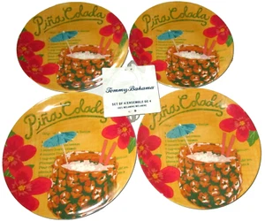 TOMMY BAHAMA 100 % Melamine Salad Plates 8.5" Diameter ~ Set of 4 ~ PINA COLADA - Picture 1 of 2