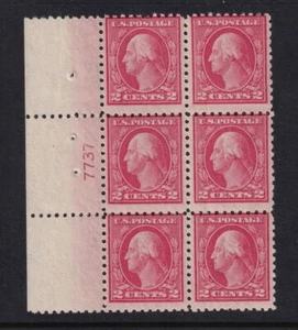 1914 Washington 2c Sc 425 MLH with full original gum, plate block (AV - Picture 1 of 1