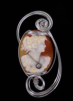 VINTAGE ANTIQUE DIAMOND CAMEO PENDANT IN STERLING SILVER  WIRE WRAPPED 