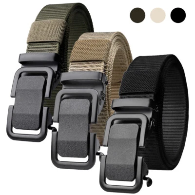 Cinturón táctico de nailon para hombre 1,3" hebilla automática con cinturones de trinquete deslizables cintura Foto 1 de 4