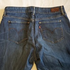 Levi's 33 Denim Blue Jeans Supreme Curve Straight Leg 33 X 32 leather patch