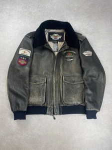 Vintage Harley Davidson Distressed Leather Jacket Men's Size XL - Picture 1 of 22