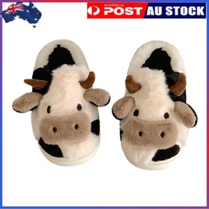 Plush Warm Women Slipper Home Cotton Shoes Non-slip Cute Cow Slippers Universal - Picture 1 of 16