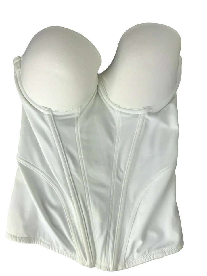 Felina Lencería Corsé Sin Tirantes Sujetador Push Up Bustier Mujer 32C Blanco.  Marfil. Foto 1 de 4