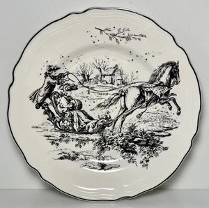 Tabletops Unlimited New England Toile People Salad Plate Coaching 8 3/8" - Picture 1 of 2