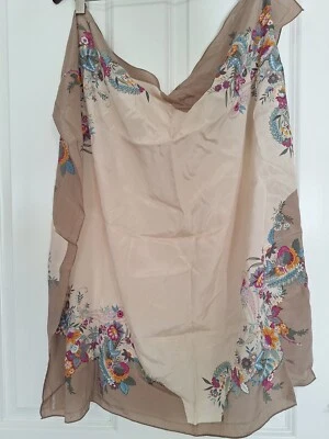 Альберт Нипон для коллекции XIIX Ltd винтажный 100% шелк шарф цветочный бежевый - Изображение 1 из 4