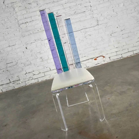 Modern Lucite Chair Rainbow Graduated Back Slats Attr Shlomi Haziza for H Studio Cover