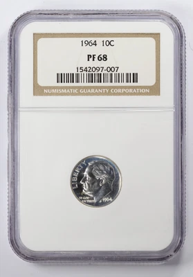 1964 Roosevelt Head Proof Dime 10C NGC PF68 - Image 1 of 4