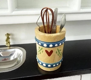 Miniature Dollhouse Fairy Garden Wood Utensil Holder w/ Utensils - Buy 3 Save $5 - Picture 1 of 1