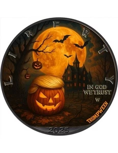 TRUMPWEEN Halloween Edition 1 Oz Silver Coin USA 2025 - Picture 1 of 5