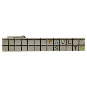 Paul Smith Tie Pin Bar Silver Multicolor Block - Picture 1 of 10