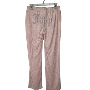 Pantalones de salón Juicy Couture rosa de tela de rizo pequeños suaves de felpa ropa para dormir Y2K - Imagen 1 de 5