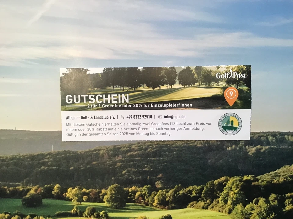 Golf-Greenfee-Gutschein “2 für1”, = Allgäuer Golf- und Land Club - Bild 1 von 1
