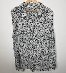 Knox Rose Sleeveless Button Up Top 3X Animal Print Chiffon Office Flowy Light - Picture 1 of 6