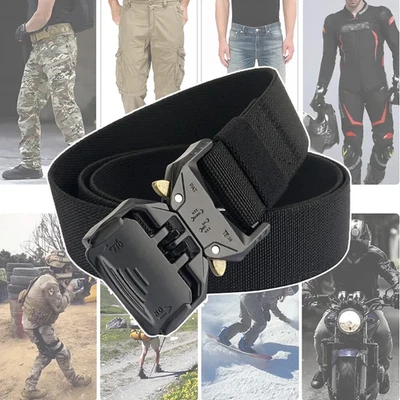Cinturón de nailon táctico ajustable de alta resistencia para hombre con hebilla de aleación de liberación rápida Foto 1 de 4