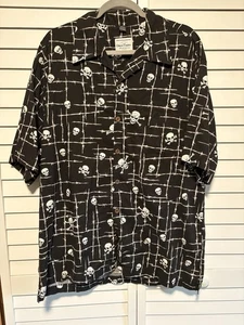 David Carey Originals Shirt Men XL Skull Barbed Wire Button Up Pocket Biker Goth - Picture 1 of 8