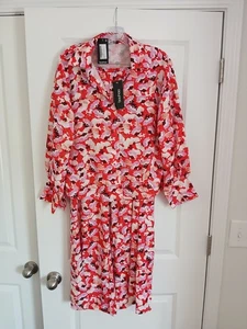 Boohoo Pants Suit, Wide Leg Pants, Red Print - Picture 1 of 6