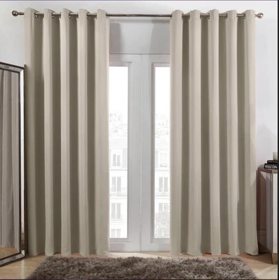 Dreamscene Eyelet Blackout Curtains Stone W 228cm L 228cm W 90inch x L 90 inch - Image 1 of 4