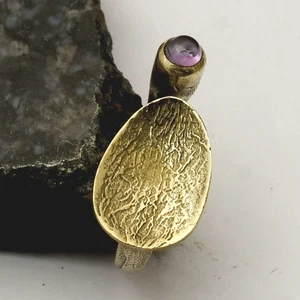 Anillo étnico hecho a mano con piedras preciosas de amatista chapado en oro joyería talla 9 de EE. UU. AR 63479 - Imagen 1 de 1