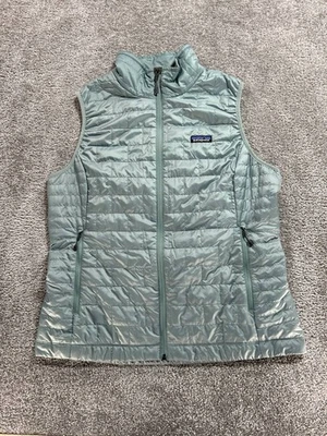 Patagonia Nano Puff Vest Womens XL Gray Logo Lined Insulated Mock Neck Full Zip - Image 1 of 4