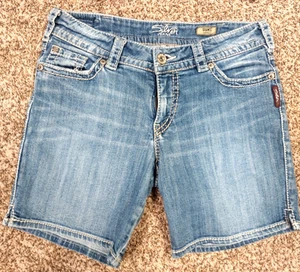 Silver Jeans Co pantaloncino donna 31 blu suki corto denim elasticizzato punto spesso - Foto 1 di 4