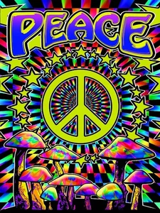 Trippy Peace Vibe Blanket, Plush Queen Size Throw, Psychedelic  - Picture 1 of 3