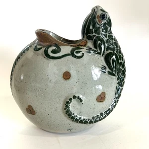VTG Jorge Wilmot Iguana Vase Signed Folk Art Pottery Tonala Mexico Read - Picture 1 of 9