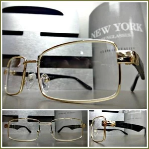 Men's CONTEMPORARY MODERN CLASSY Style Clear Lens EYE GLASSES Gold & Black Frame - Picture 1 of 8