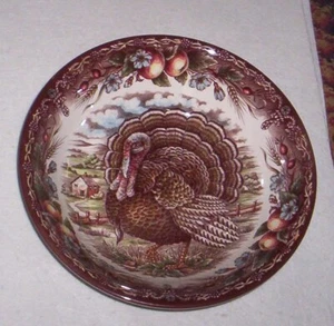 THE VICTORIAN ENGLISH POTTERY TURKEY SERVING BOWL, UNUSED 9X2.5 - Bild 1 von 2