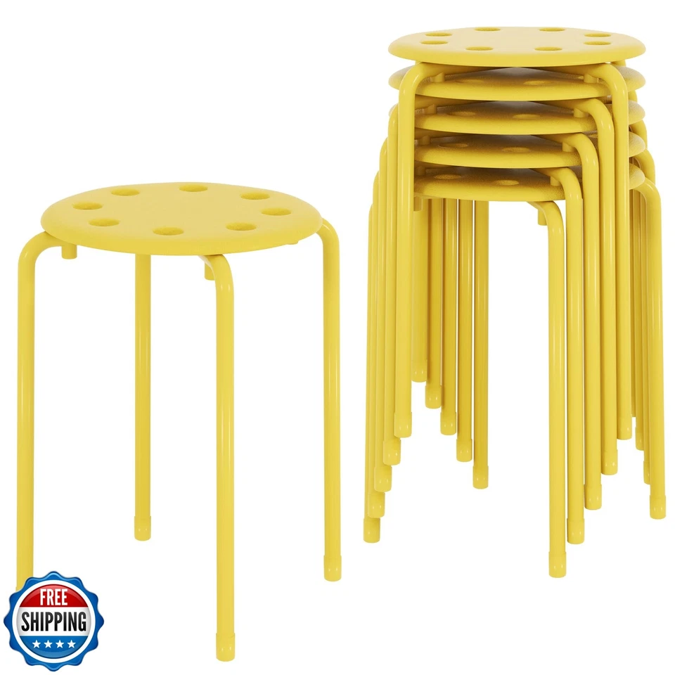 VECELO 6-Piece Stacking Stools, 17.7 Inch Standard Height, Portable Stackable - Image 1 of 4