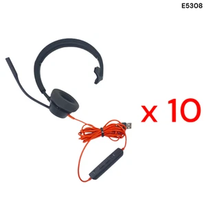 Plantronics Poly BW3310 USB-A Wire Headsets W/Boom Microphone Lot of 10 E5308 - Picture 1 of 14