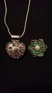 Pink Tourm Heart Snap, Peridot Flower Snap, Snap Pendant Base, Cadena de 26 pulgadas - Imagen 1 de 6