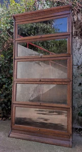 Antique 5 Tier Stackable Barristers Bookcase Cabinet - 6ft Sectional CAN DELIVER - Picture 1 of 19
